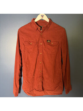 Superdry Machined Goods Corduroy Workwear Shirt Men’s Medium Rust Orange